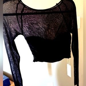 BLACK SHEER CROP TOP BNWT